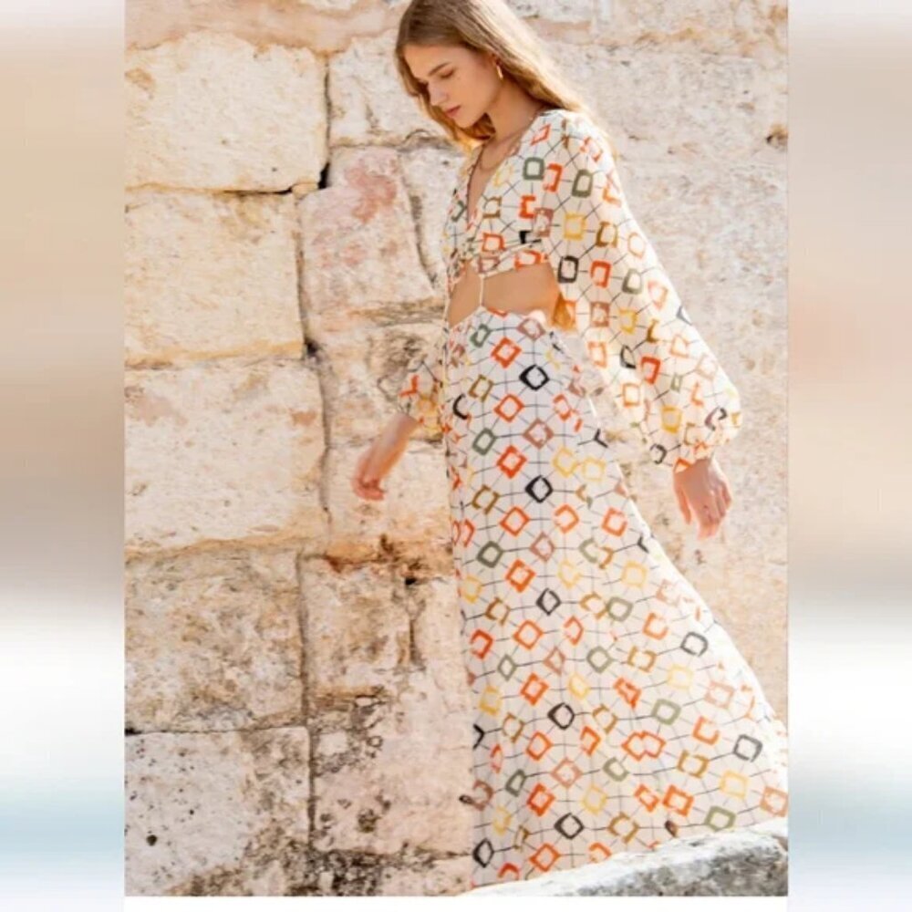 VRG Girl When In Rio Cut Out Maxi Dress Size AU 6 US 2 Vacation Resort Wear